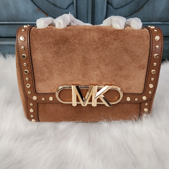 Michael Kors Handbags - New Michael kors parker studded suede brown crossbody chain bag handbag Nwt
